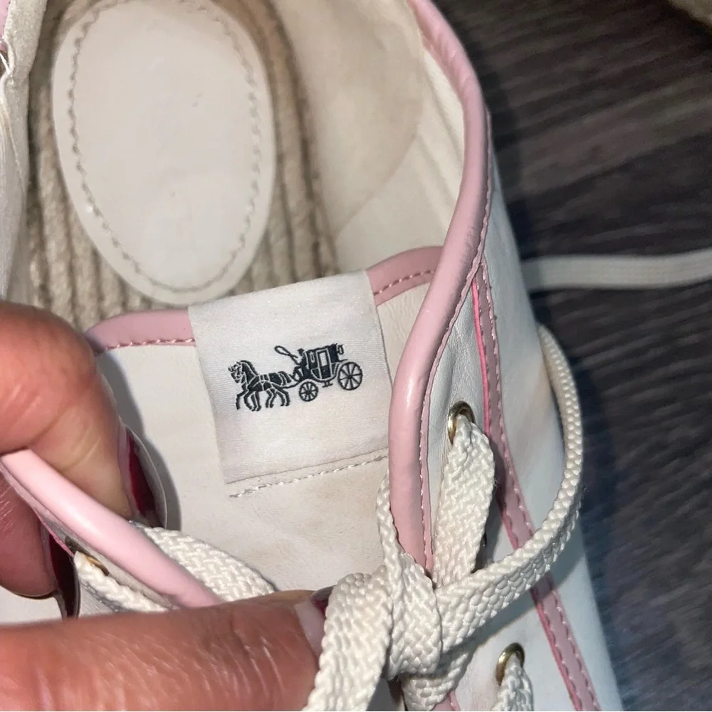 Coach Cate Pink and Cream Espadrille Sneakers size 10